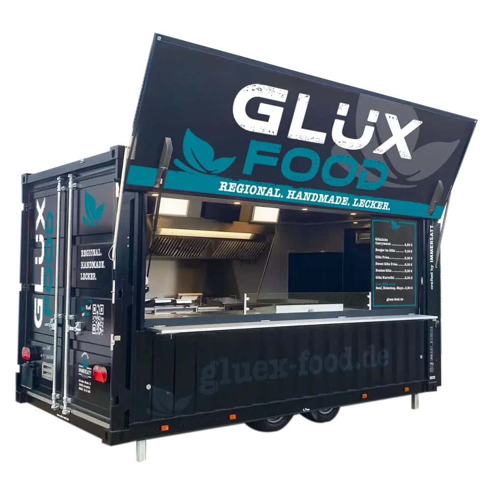 Der Glüx Food Trailer freigestellt.